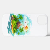 Coques Case-Mate iPhone Illustration de l'île tropicale avec vue sur l'océ (Verso (horizontal))
