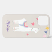 Coques Case-Mate iPhone Illustration de llama mignonne avec un monogramme  (Verso (horizontal))