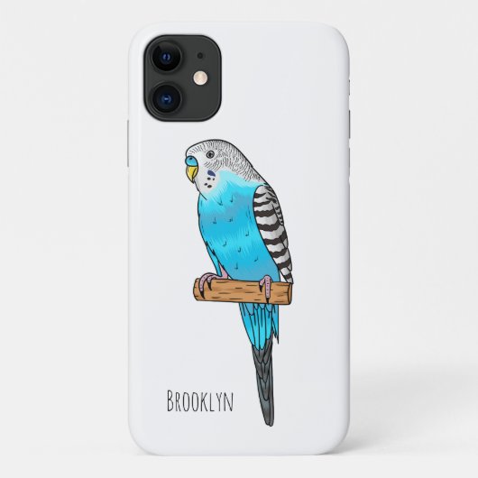 Coques Case-Mate iPhone Illustration de l'oiseau bleu budgerigar (Dos)