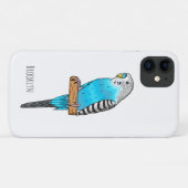 Coques Case-Mate iPhone Illustration de l'oiseau bleu budgerigar (Dos (Horizontal))