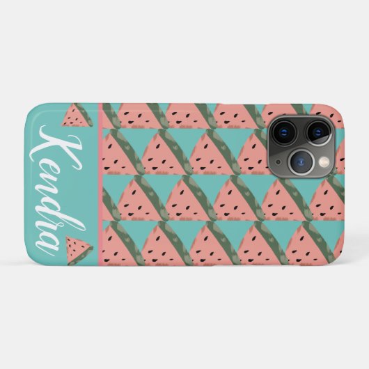 Coques Case-Mate iPhone Illustration de monogramme de pastèque d'été (Dos (Horizontal))