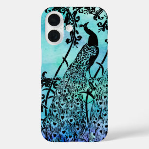 Coques iPhone 16 Illustration de paon Art nouveau vintage Antique