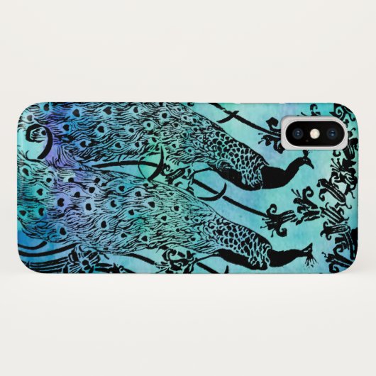 Coques Case-Mate iPhone Illustration de paon Art nouveau vintage | Antique (Dos (Horizontal))