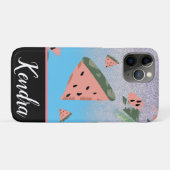 Coques Case-Mate iPhone Illustration de pastèque d'été à motif scintillant (Dos (Horizontal))