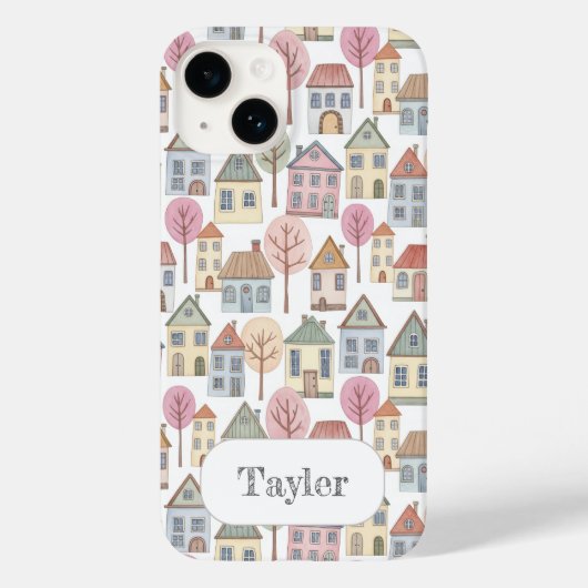 Coques Case-Mate iPhone Illustration de petites maisons fantaisistes avec (Verso)