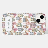 Coques Case-Mate iPhone Illustration de petites maisons fantaisistes avec (Verso (horizontal))