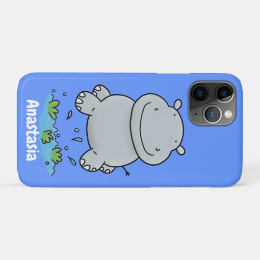 Coques Case-Mate iPhone Illustration de saut en hippo mignon (Dos (Horizontal))