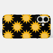 Coques Case-Mate iPhone Illustration de soleil brillant sur fond noir à mo (Verso (horizontal))
