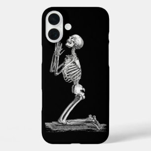 iPhone 16 Plus Case Illustration de squelette anatomique noir