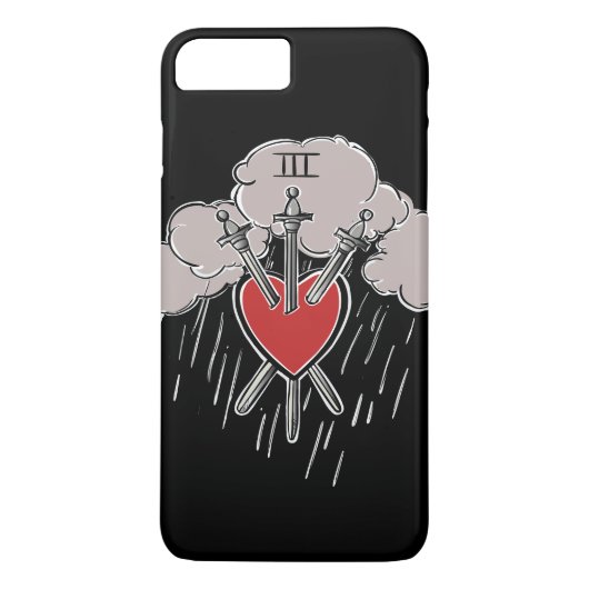 Coques Case-Mate iPhone Illustration de tarot d'amour du 3 d'Épées (Dos)