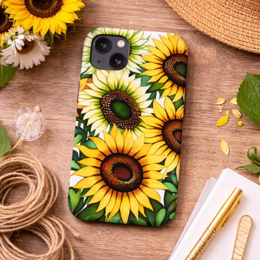 Coques Case-Mate iPhone Illustration de tournesol moderne 