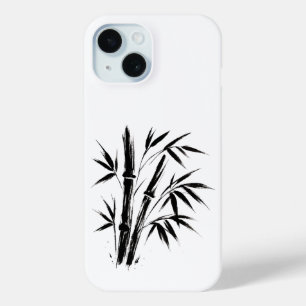 Coque Pour iPhone 15 Illustration d'encre de bambou - Design zen sur