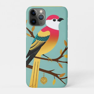 Case-Mate iPhone Case Illustration d'oiseau coloré dans un cadre doré