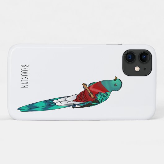 Coques Case-Mate iPhone Illustration d'oiseau de quetzal resplendissant (Dos (Horizontal))