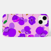Coques Case-Mate iPhone Illustration du champ Papier Pavot Rose Violet (Verso (horizontal))