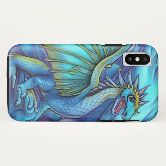 Coques Case-Mate iPhone Illustration du dragon d'Imaginaire bleu (Dos (Horizontal))