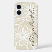 Coques Case-Mate iPhone Illustration du lin beige et charbon de bois Nom (Verso)