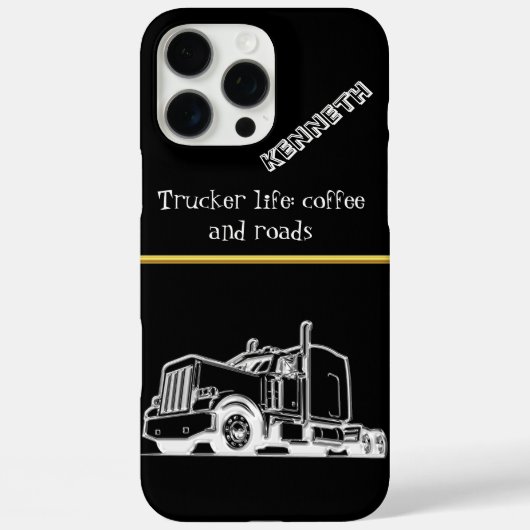 Coques Case-Mate iPhone Illustration du semi-camion en or brillant (Verso)