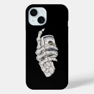 Coque Pour iPhone 15 illustration du squelette de la main argent blanc