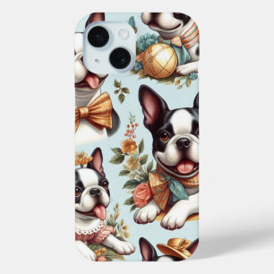Coque Pour iPhone 15 Illustration du Terrier Vintage de Boston