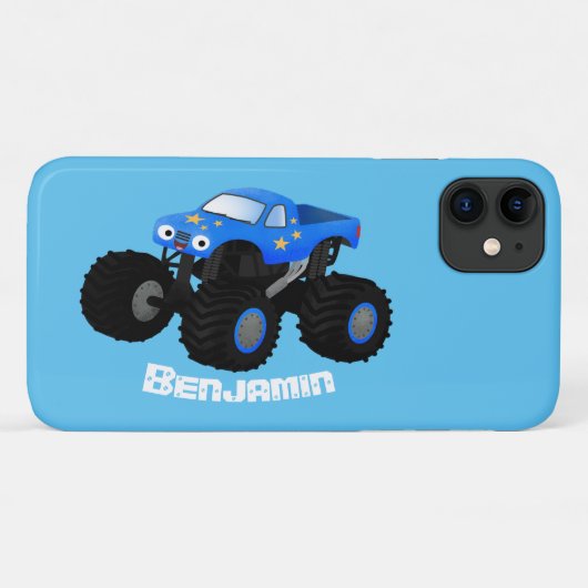 Coques Case-Mate iPhone Illustration d'un camion monstre bleu mou (Dos (Horizontal))