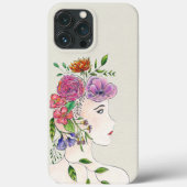Coques Case-Mate iPhone Illustration d'une femme aux fleurs (Verso)