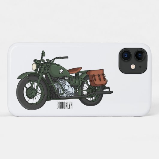 Coques Case-Mate iPhone Illustration d'une moto de croiseur militaire (Dos (Horizontal))