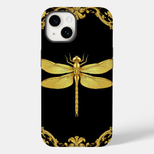 Coque Pour iPhone 14 Illustration élégante de libellule en or