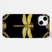 Coques Case-Mate iPhone Illustration élégante de libellule en or (Verso (horizontal))