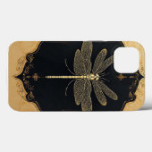Coques Case-Mate iPhone Illustration élégante de libellule en or (Verso (horizontal))