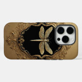 Coques Case-Mate iPhone Illustration élégante de libellule en or (Verso (horizontal))