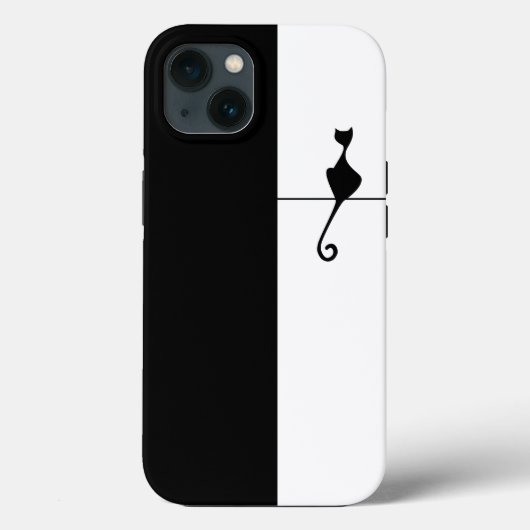 Coques Case-Mate iPhone Illustration élégante d'un chat noir (Verso)