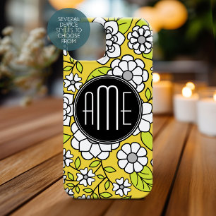 Coque Pour iPhone 14 Illustration florale Daisy tendance - gris et jaun