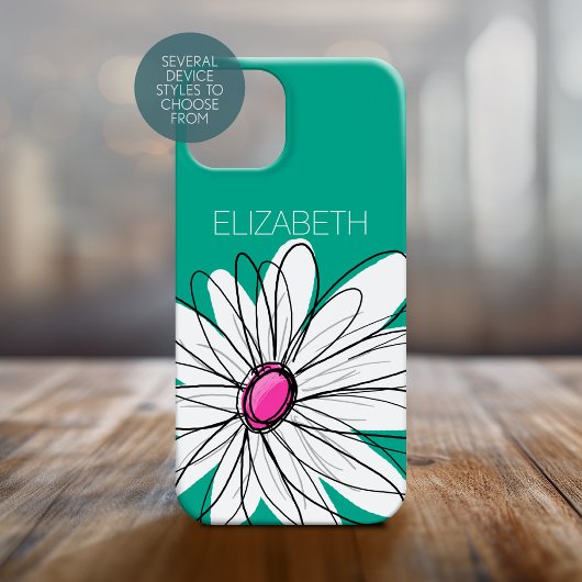 Coques Case-Mate iPhone Illustration florale tendance - rose et vert