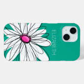 Coques Case-Mate iPhone Illustration florale tendance - rose et vert (Verso (horizontal))