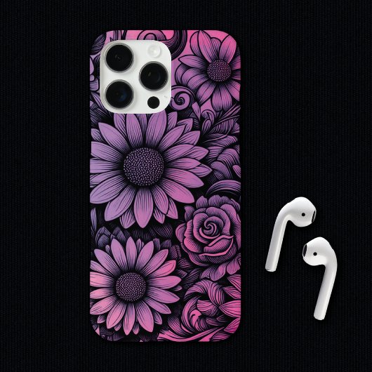 Coques Case-Mate iPhone Illustration florale Vibrant violet rose pâle