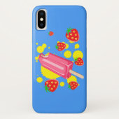 Coques Case-Mate iPhone Illustration Fun Pink Popsicle and Strawberries (Dos)