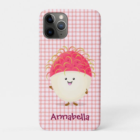 Coques Case-Mate iPhone Illustration mignon du ramboutan rose (Dos)