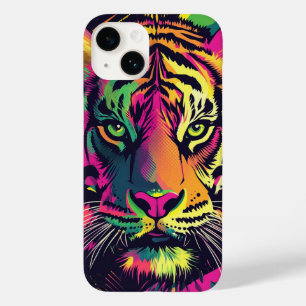 Coque Pour iPhone 14 Illustration Pop Art Tiger avec des couleurs néon