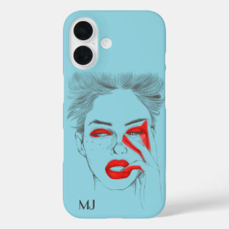 Coques iPhone 16 Illustration rétro customisée - Bébé bleu