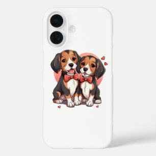 Coques iPhone 16 Illustration romantique de l'amour du Beagle chiot