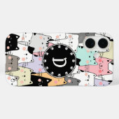 Coques Case-Mate iPhone Illustration sans joint Chats Monogramme (Verso (horizontal))