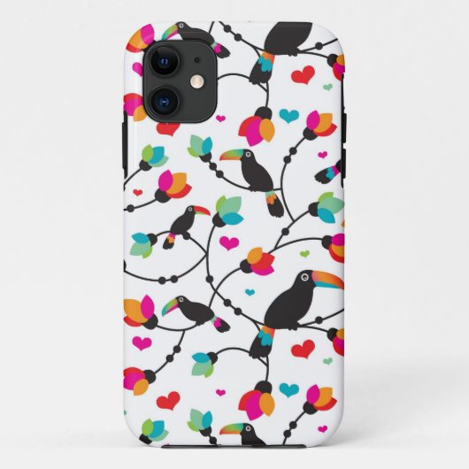 Coques Case-Mate iPhone illustration tropicale d'oiseau mignon de toucan (Dos)