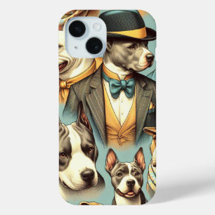 Coque Pour iPhone 15 Illustration vintage American Pit Bull Terrier