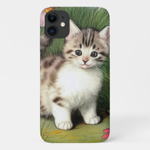 Case-Mate iPhone Case Illustration vintage de chat avec Fleurs rouges