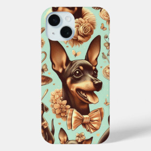 Coque Pour iPhone 15 Illustration vintage Pinscher sans joint