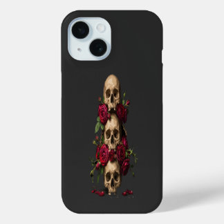 Coque Pour iPhone 15 Illustrations de crânes gothiques pixelisés avec d