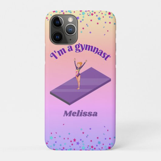 Coques Case-Mate iPhone I'm A Gymnast - Girl with/ Leotard on Purple Gym M (Dos)