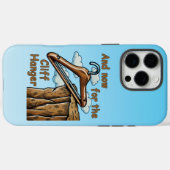 Coques Case-Mate iPhone Image amusante de Cliff Hanger avec jeu de mot (Verso (horizontal))
