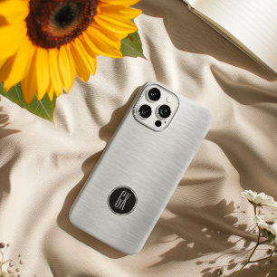 Coque iPhone 15 Pro Image argentique métallique en aluminium brossé